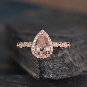 Fashion Accessory ArtDeco 1.25 ct Pear Morganite Engagement Ring