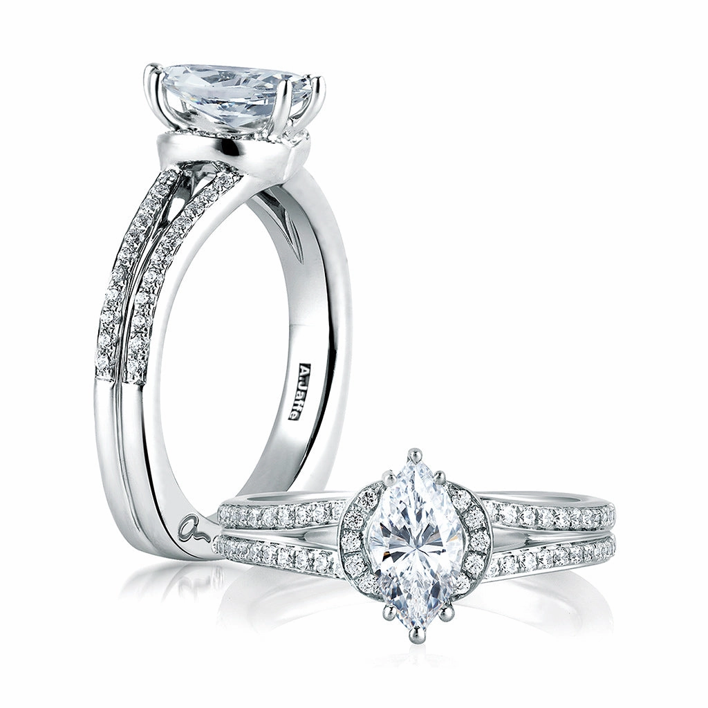 Timeless Sparkle A. Jaffe Art Deco Diamond Engagement Ring Setting in White Gold