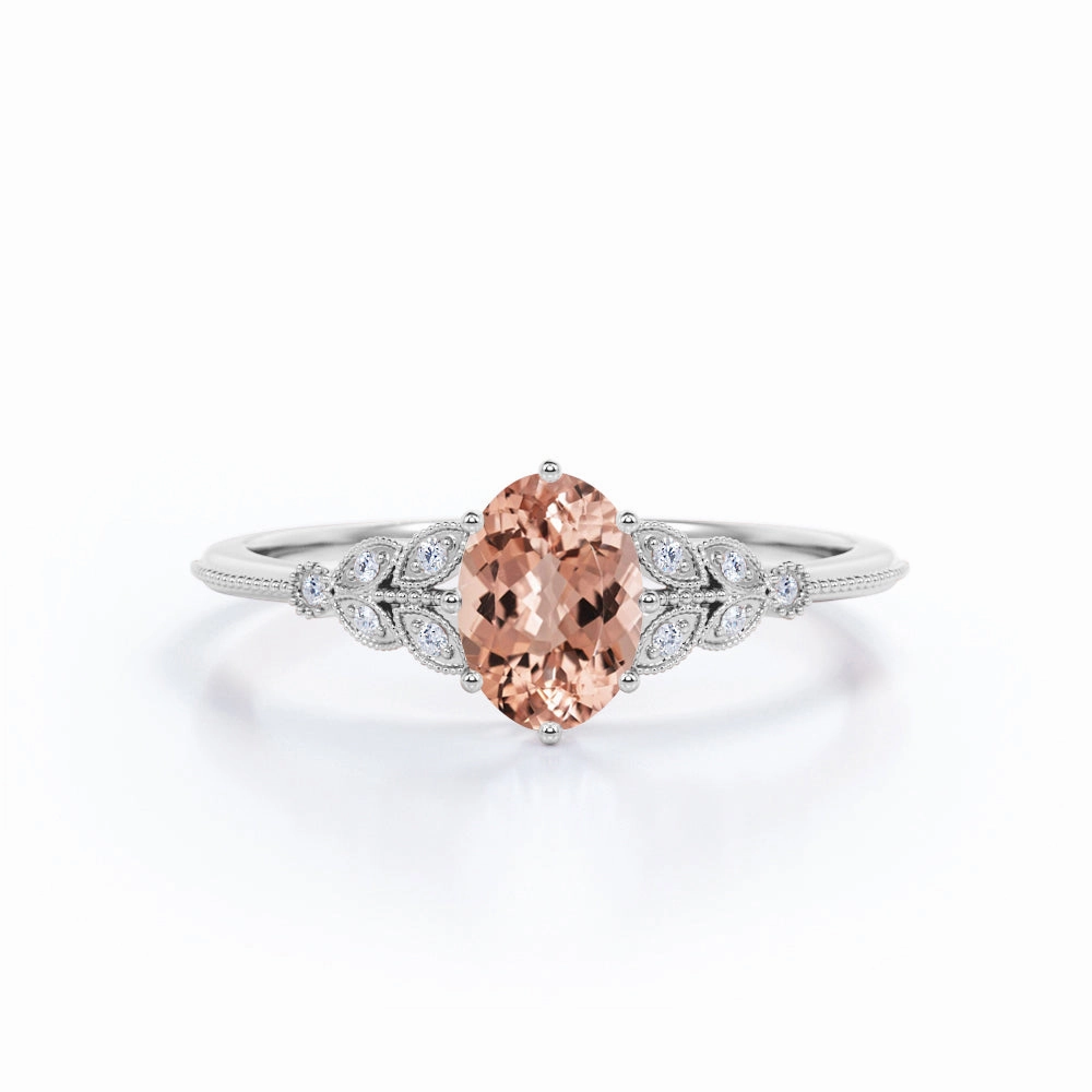 1.25 ct Oval Morganite Nature-Inspired Engagement Ring Showcase Example