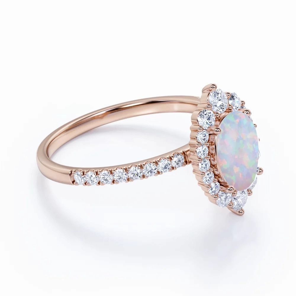 Vintage Product 1.75 Ct Oval Cut Lab Created Opal Vintage Promise Ring