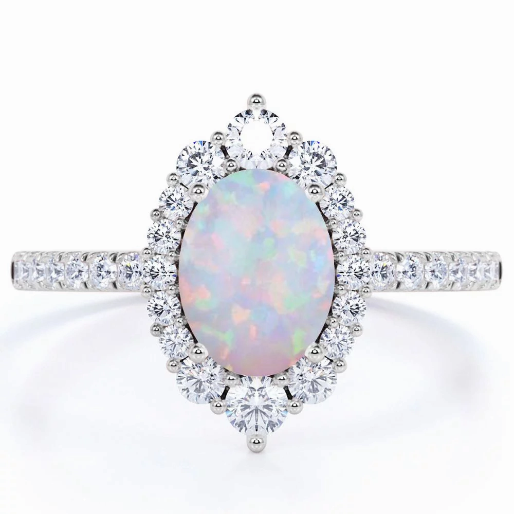 Bold Trinket 1.75 Ct Oval Cut Lab Created Opal Vintage Promise Ring