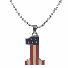 Delicate Style AzureBella Jewelry Number One Red White and Blue Necklace with Facet Bead Chain