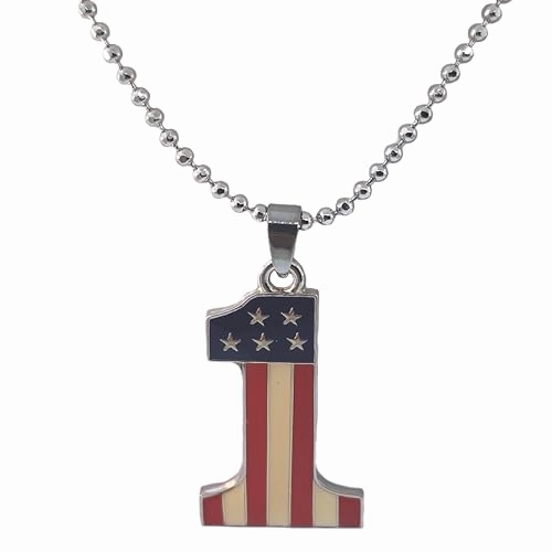 Delicate Style AzureBella Jewelry Number One Red White and Blue Necklace with Facet Bead Chain