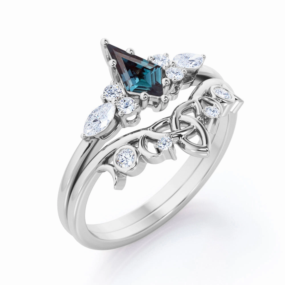 Seven Stone 1 Ct Kite Lab Alexandrite Bridal Set Meaningful Object Glamorous Work