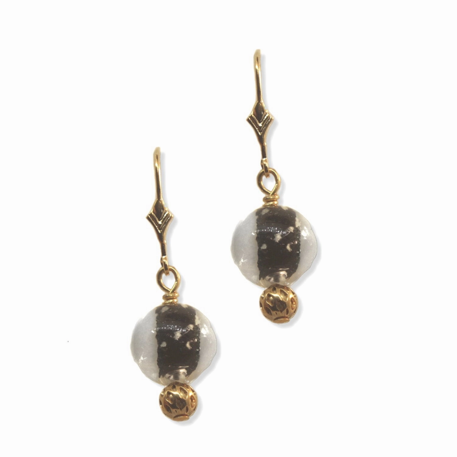 Glow in the Dark Earrings Black Handmade Lampwork Glass Dangles Safe Vibe Evening Adornment