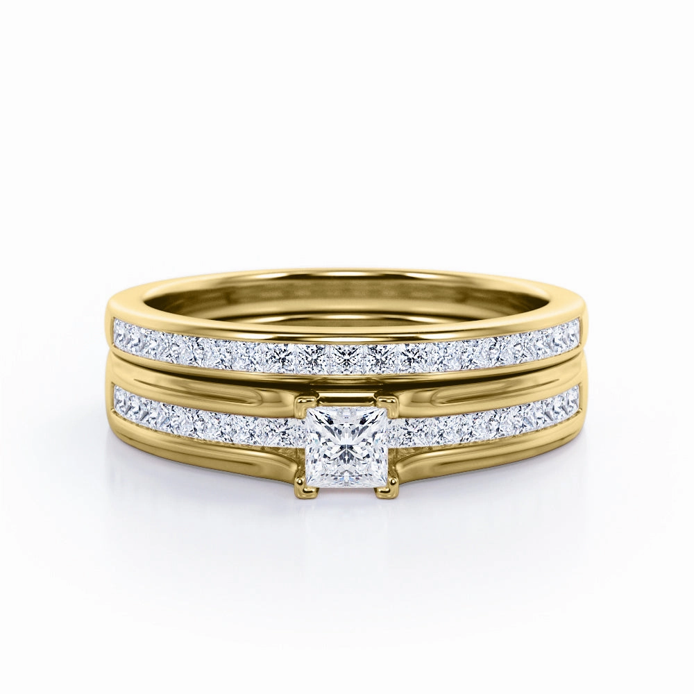 Classic Decoration Lightweight Craft Channel 0.50 Ct Princess Cut Diamond Bridal Set