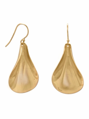 Gorgeous Piece Gold-plated Sterling Silver Curved Spoon Earrings Polished with Rolled Edge