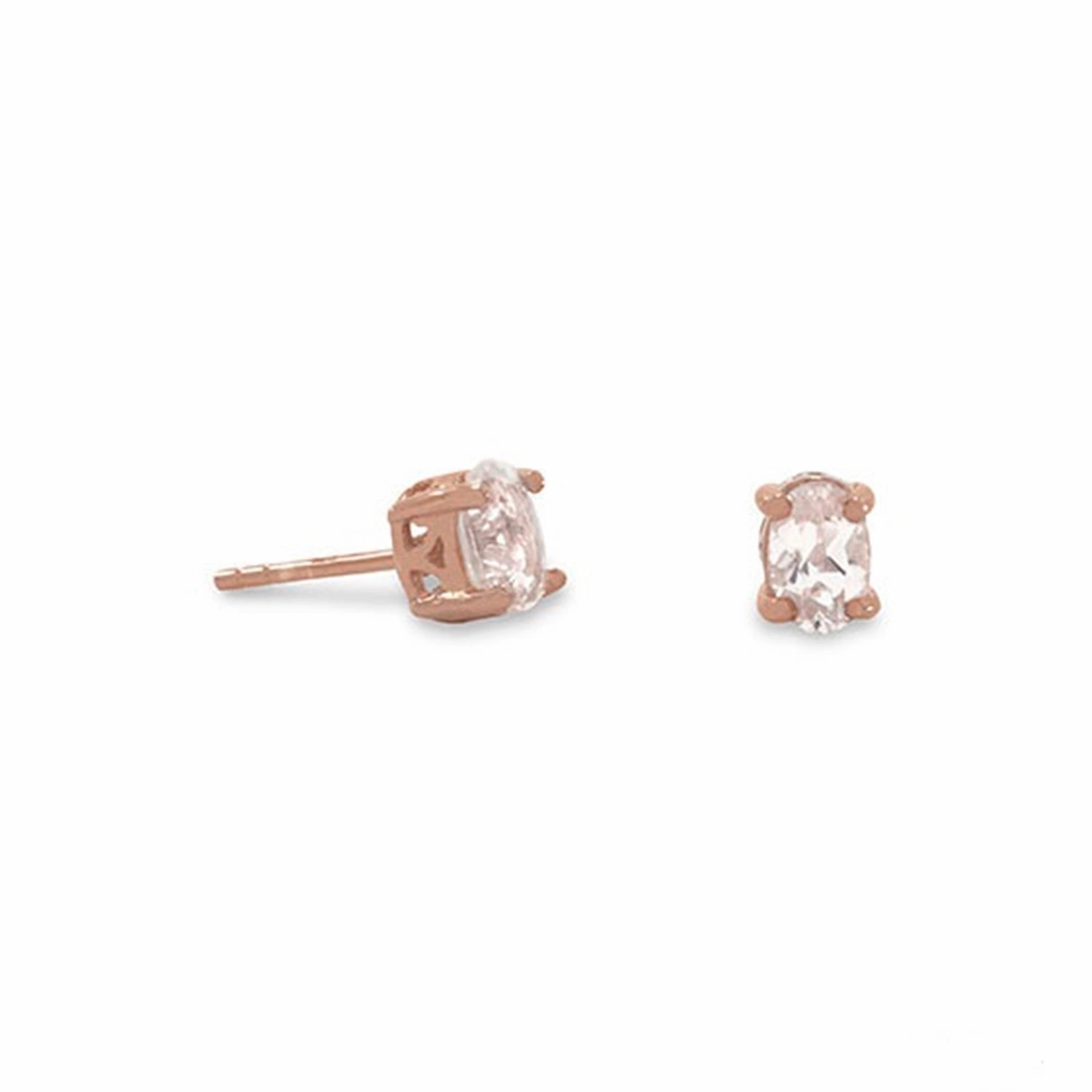 Secure look Oval Pink Morganite Stud Earrings Rose Gold-plated Sterling Silver