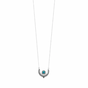 Excellent Item Crescent and Moon Necklace Reconstituted Turquoise Sterling Silver