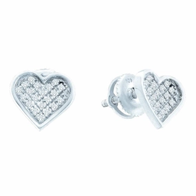 Minimalist Creation Diamond Heart Stud Earrings 1/10 ctw Nontarnish Sterling Silver