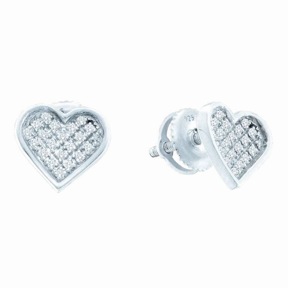 Minimalist Creation Diamond Heart Stud Earrings 1/10 ctw Nontarnish Sterling Silver