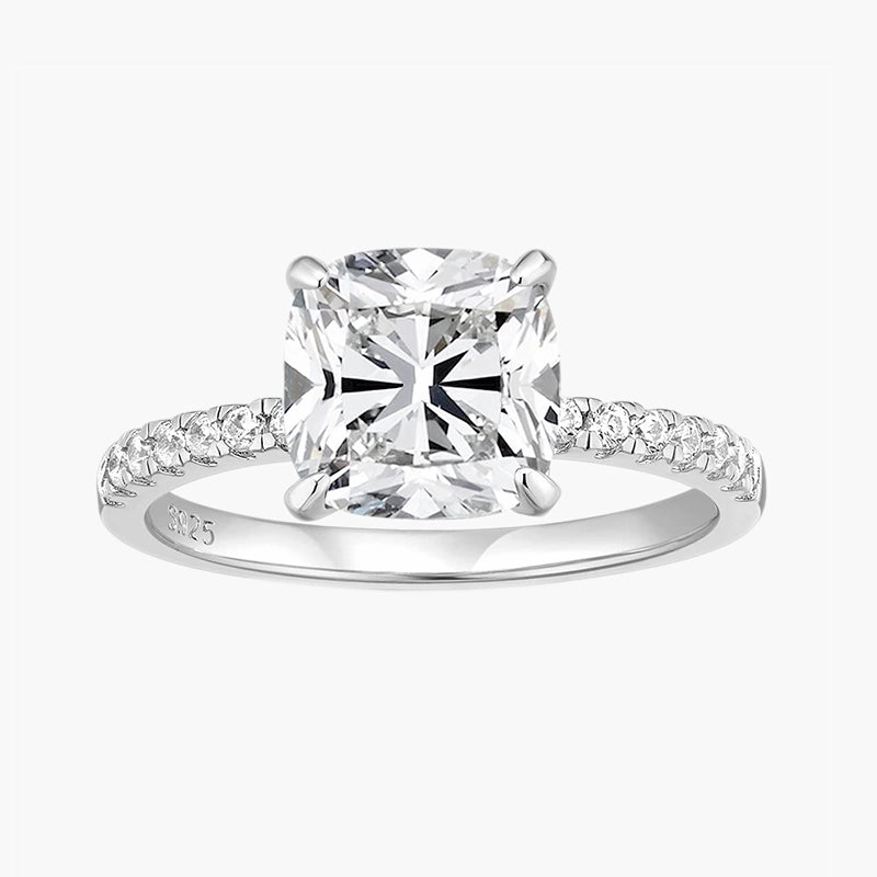 Graceful Look Economical Craft 3.5CT Cushion Cut Cubic Zironia Wedding Ring in Sterling Silver