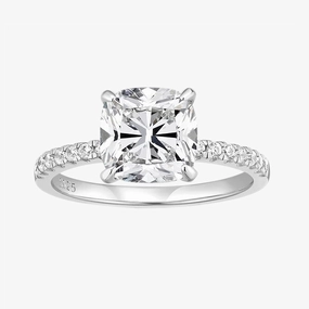 Graceful Look Economical Craft 3.5CT Cushion Cut Cubic Zironia Wedding Ring in Sterling Silver