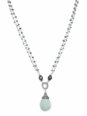 AzureBella Jewelry Multicolor Amazonite Bead Necklace Endless Style - No Clasp Splendid Gift party accessory