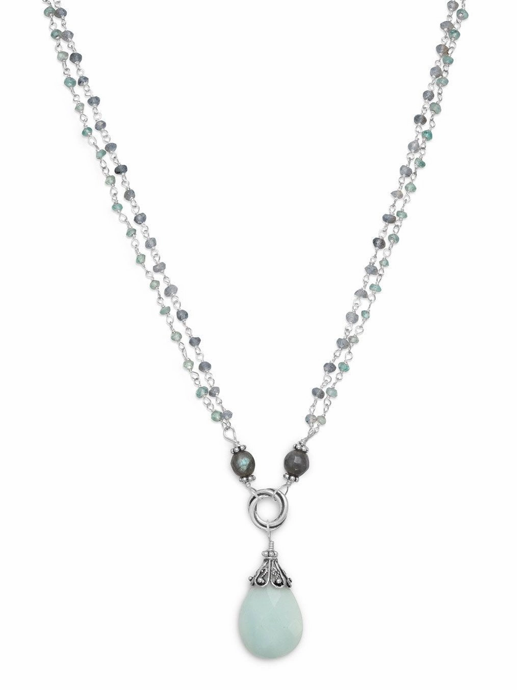 AzureBella Jewelry Multicolor Amazonite Bead Necklace Endless Style - No Clasp Splendid Gift party accessory