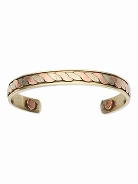 AzureBella Jewelry Therapy Magnetic Copper Cuff Bracelet with Two Tone Rope Design 10mm Wide Elusive Item