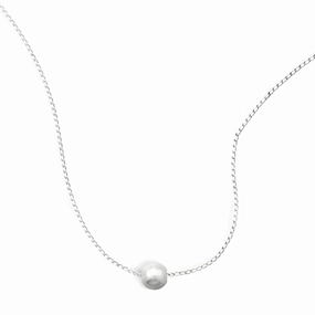 Single White Cultured Freshwater Pearl Necklace Sterling Silver Chic Spirit Modern Accent