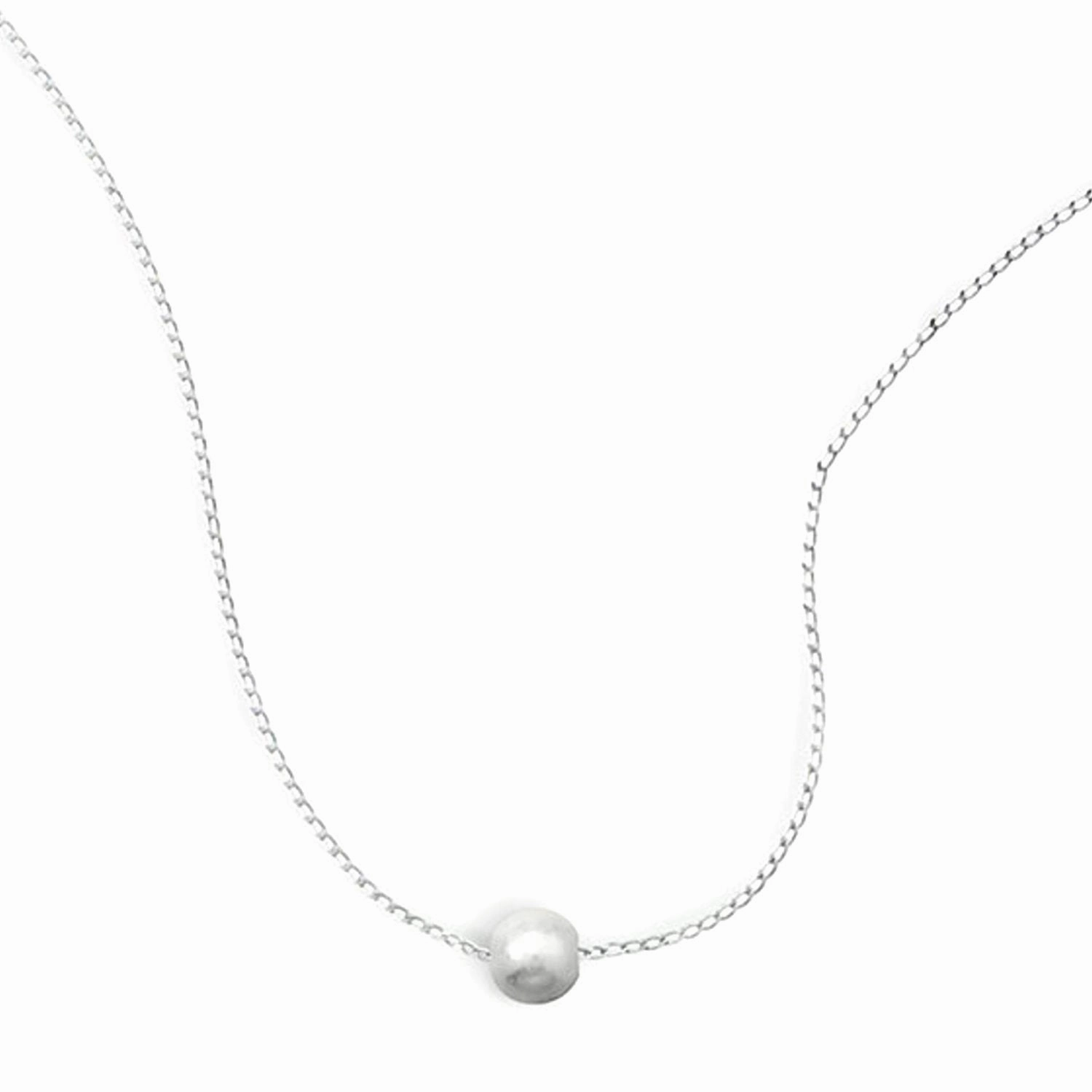 Single White Cultured Freshwater Pearl Necklace Sterling Silver Chic Spirit Modern Accent