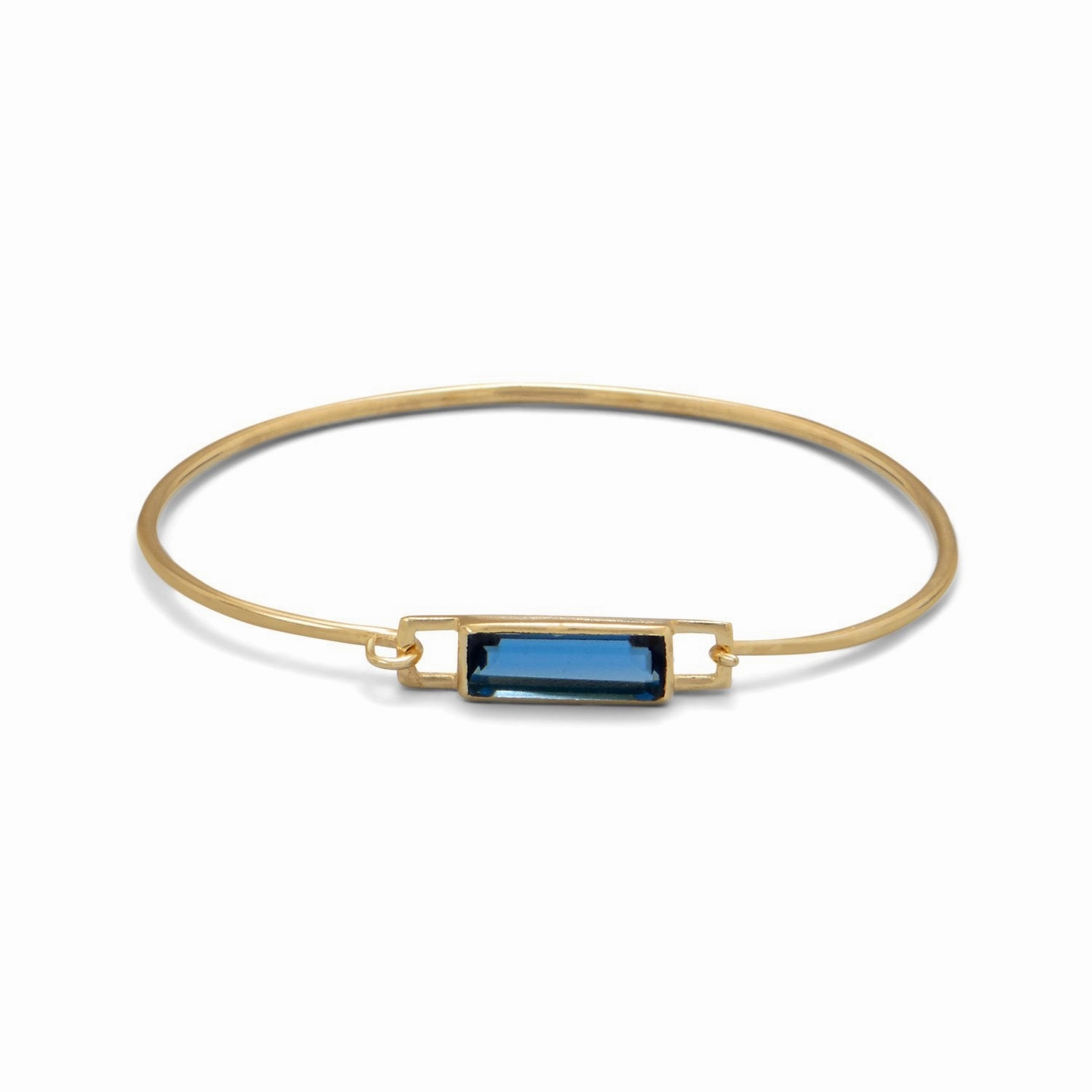 Ever After View Happy Alignment Bangle Bracelet Gold-plated Sterling Silver Blue Glass Rectangle