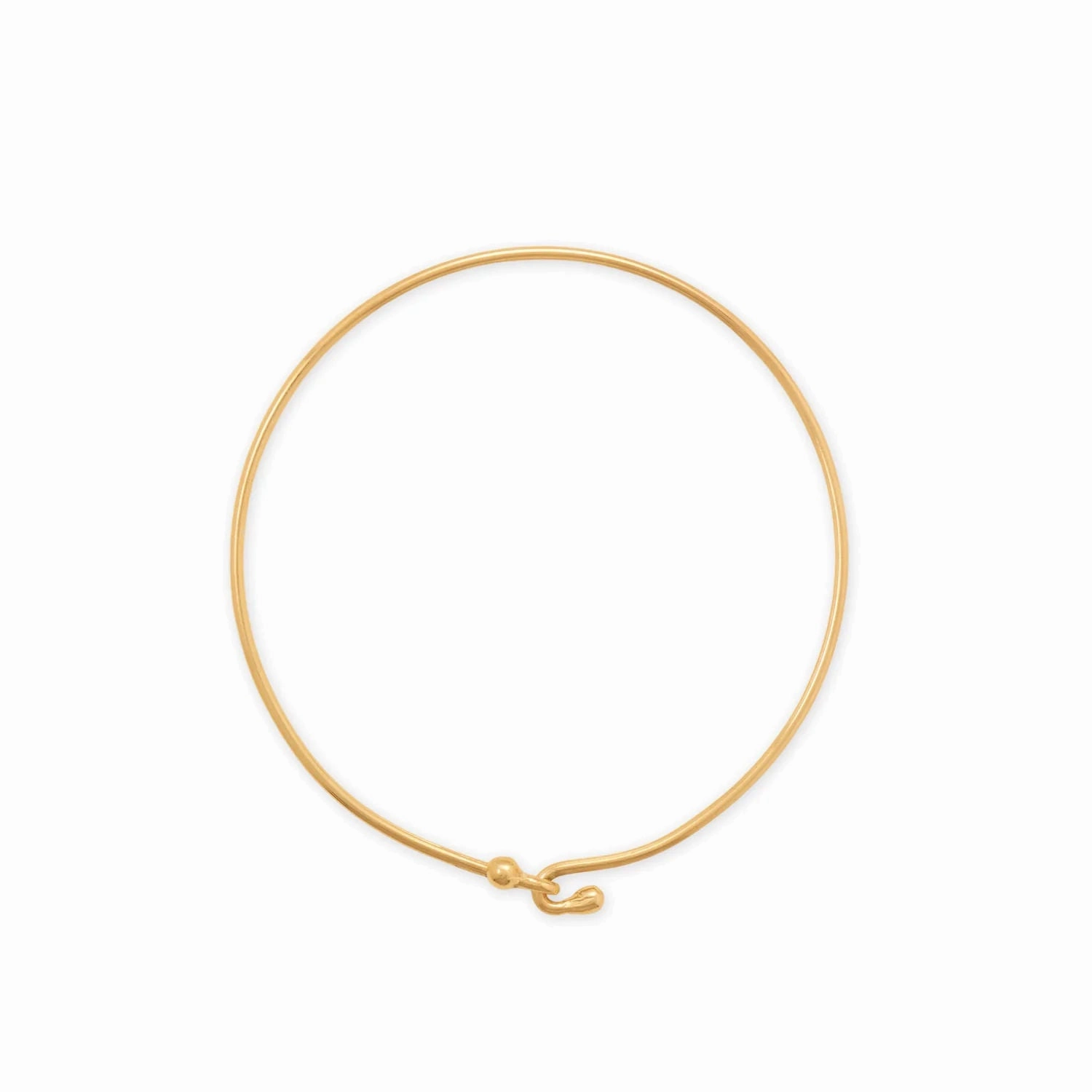 Bangle Bracelet with Hook and Beaded Ends Gold-plated Sterling Silver Entertaining Aspect
