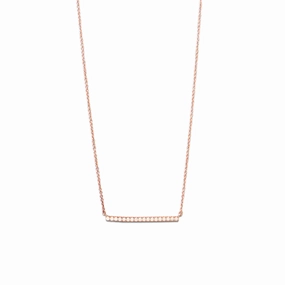 Bar Necklace Rose Gold-plated Sterling Silver with Cubic Zirconia Sleek Profile
