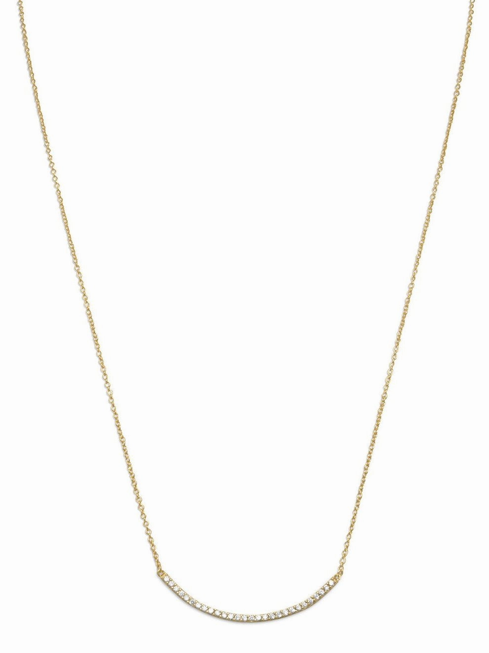 Bar Necklace with Cubic Zirconia Gold-plated Sterling Silver Adjustable Length Dainty Piece daily pick