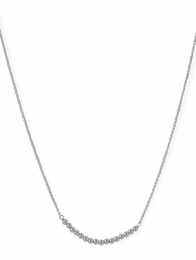 Self Esteem Piece Bead Bar Necklace Rhodium-plated Sterling Silver Adjustable