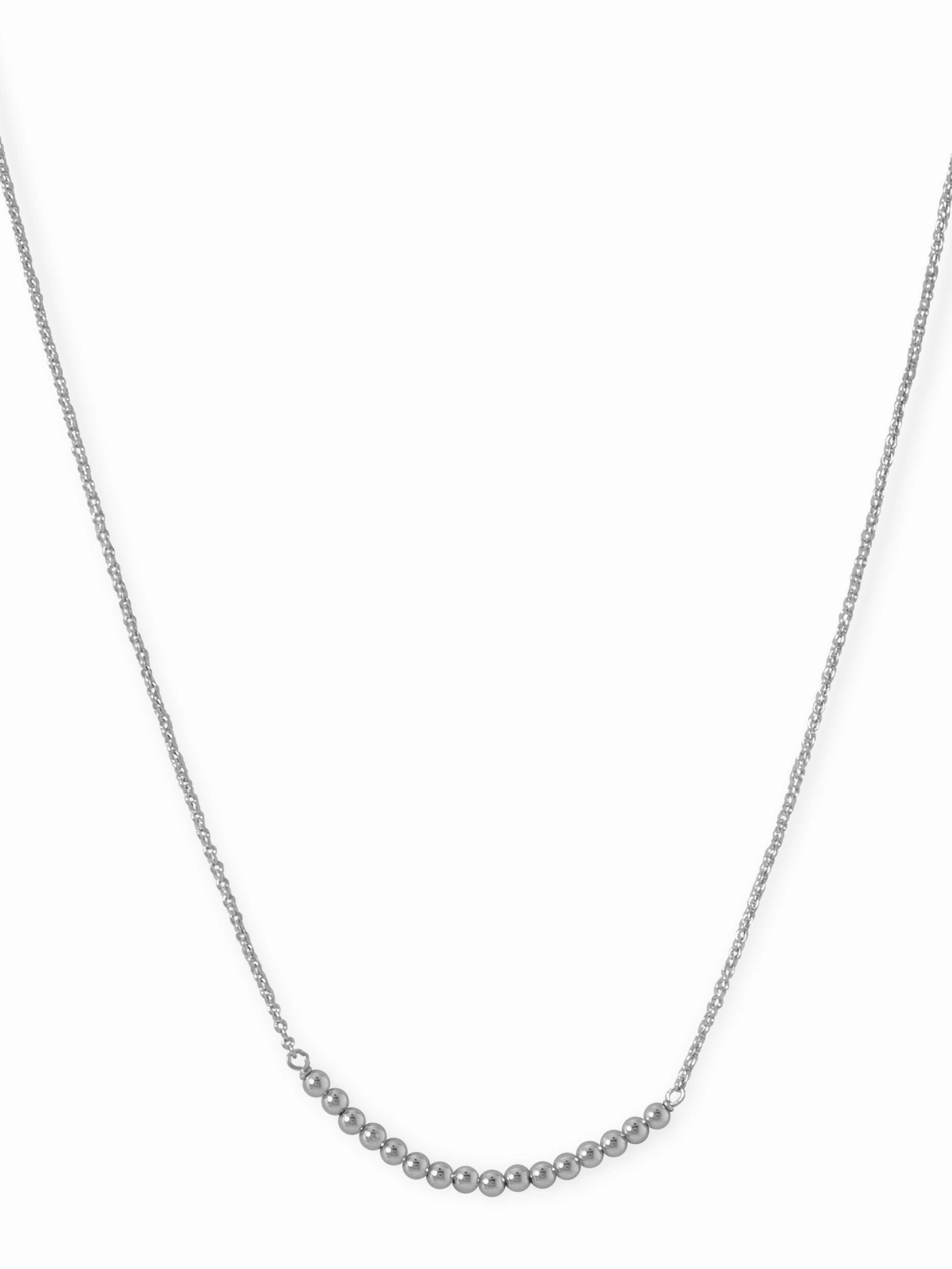 Self Esteem Piece Bead Bar Necklace Rhodium-plated Sterling Silver Adjustable