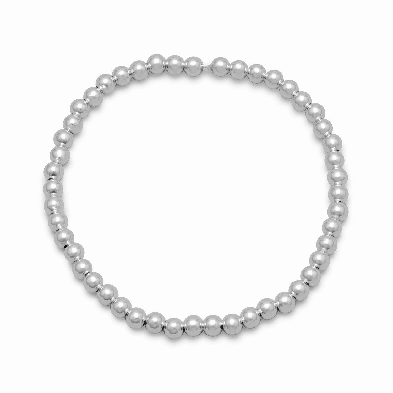 Bead Stretch Bracelet 4mm Sterling Silver Beads - Made in the USA Global Standard