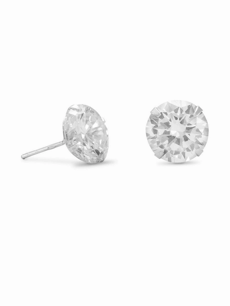 Cubic Zirconia Post Stud Earrings 10mm Diameter Sparkling Element Sophisticated Decor