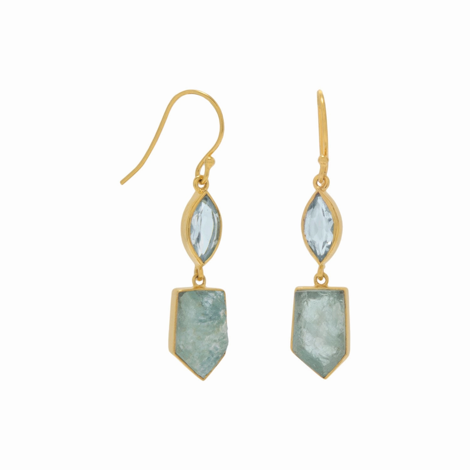 sophisticated appearance Stylish Accessory Blue Topaz and Aquamarine Dangle Earrings Gold-plated Sterling Silver