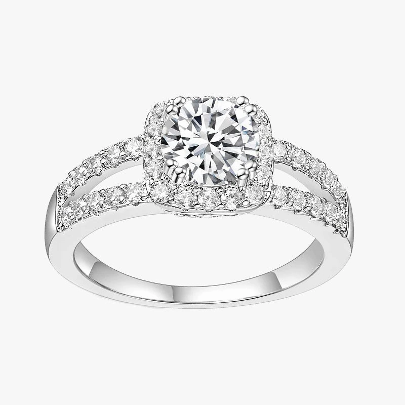 925 Sterling Silver Round Cut Cubic Zirconia Bridal Engagement Ring Layer Accent