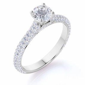 Affordable Item 1 Ct Round Cut Diamond Micro Pave Engagement Ring