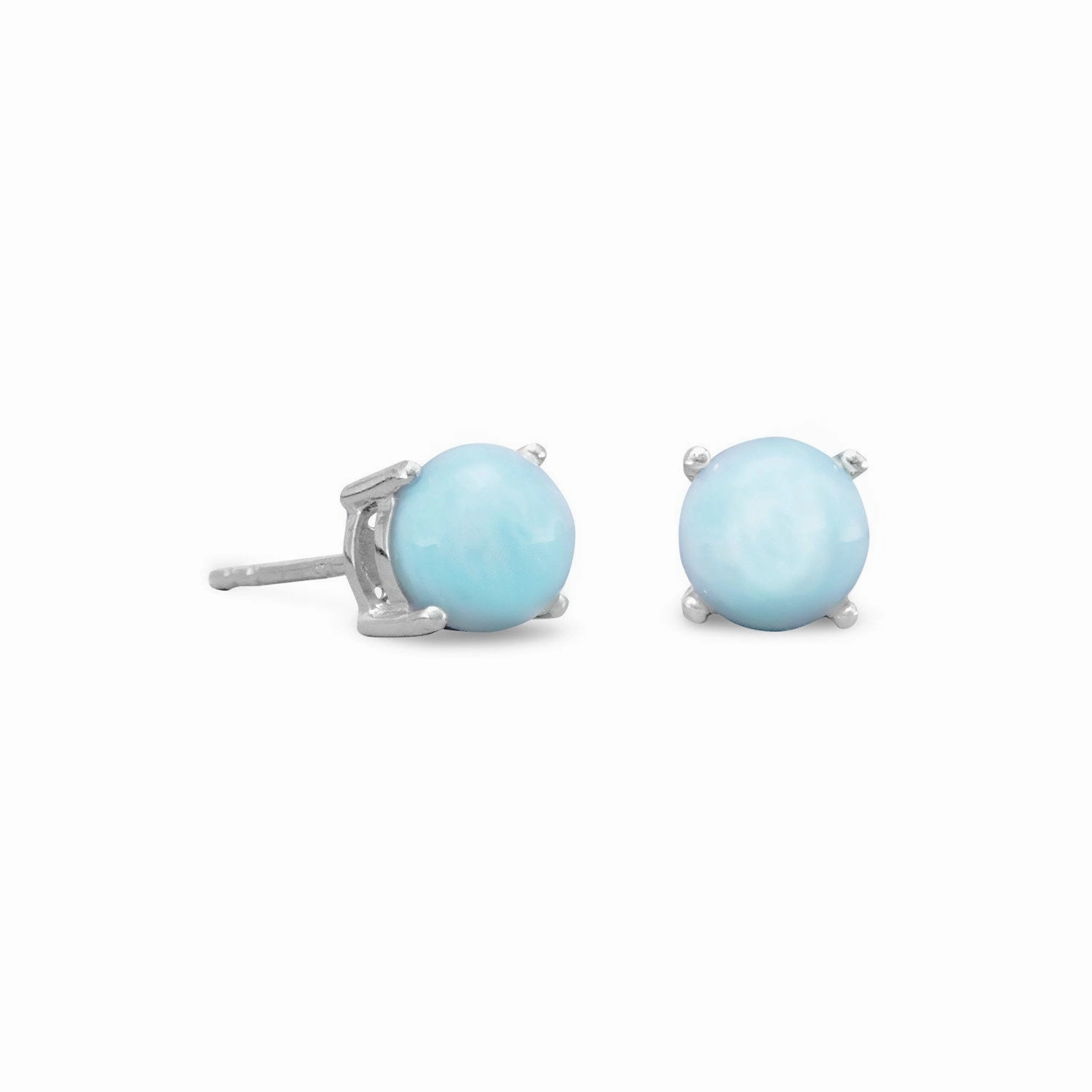 Rectangular Item Larimar Stud Earrings Rhodium on Sterling Silver - Nontarnish