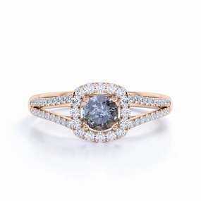 Off The Rack Gift wrapping 1.25 Ct Round Salt and Pepper Diamond Split Shank Engagement Ring