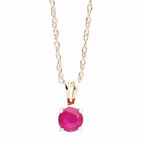 Wedding Look Fashion Jewelry Bremer Jewelry 14K Yellow Gold Round Shape Ruby Solitaire Pendant with a 14K Yellow Gold Link Necklace (0.50ctw)