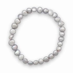 Silver Dyed Freshwater Cultured Freshwater Pearl Stretch Bracelet Flawless Perspective Award Winner