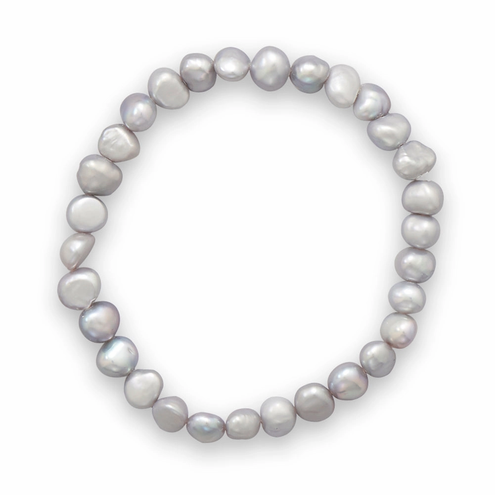 Silver Dyed Freshwater Cultured Freshwater Pearl Stretch Bracelet Flawless Perspective Award Winner