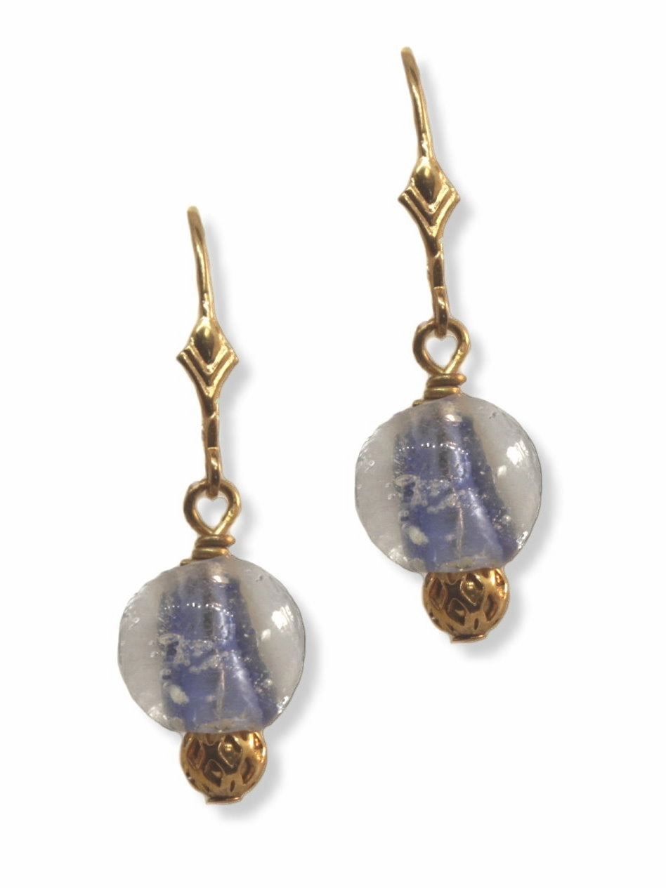 Sophisticated Look Glow in the Dark Earrings Blue Handmade Lampwork Glass Dangles