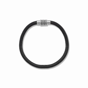 Limitless Combination Black Leather Bracelet with Magnetic Clasp 8-inch Length