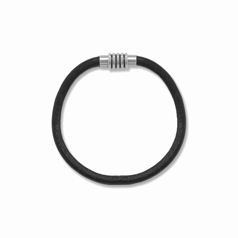 Limitless Combination Black Leather Bracelet with Magnetic Clasp 8-inch Length