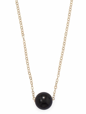 Best Present Black Onyx Single Bead Floating Necklace 14k Gold-filled Chain
