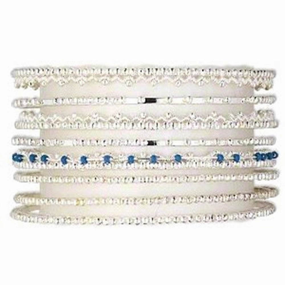 Family Connection Just Released Blue Bangle Bracelet Set of 7 Silver Plate Varying Designs