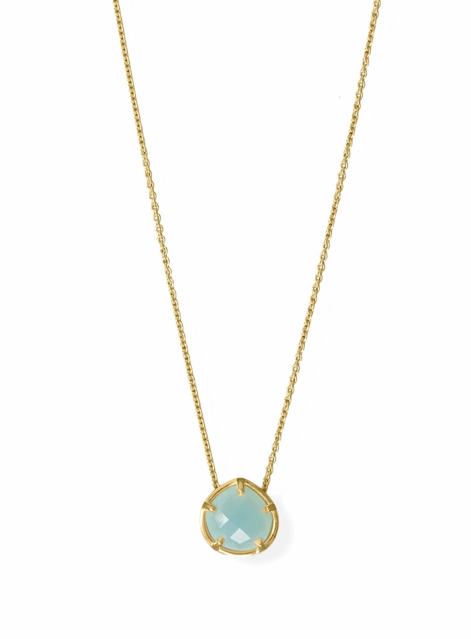 Blue Chalcedony Necklace Adjustable Gold-plated Silver Universal Accessory Family Gift