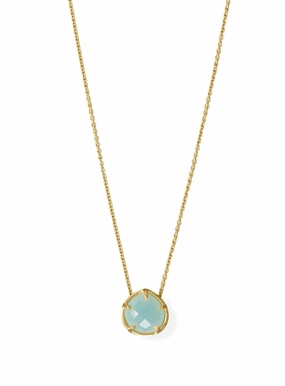 Blue Chalcedony Necklace Adjustable Gold-plated Silver Universal Accessory Family Gift