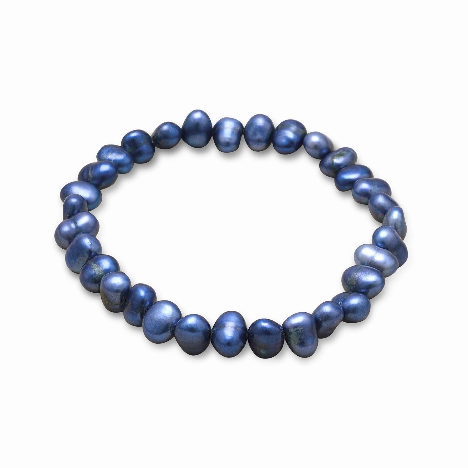 Global Reach Blue Dyed Freshwater Cultured Freshwater Pearl Stretch Bracelet