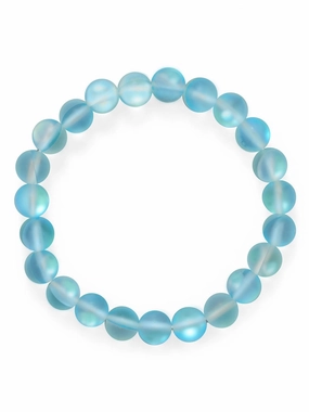 Blue Iridescent Colorful 8.5mm Round Bead Stretch Bracelet Enduring Mixes