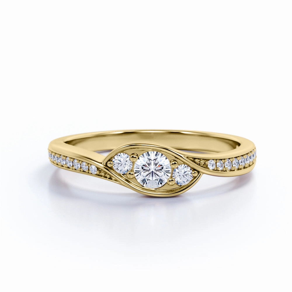 Antique Bezel Three Stone 1.25 CT TDW Round Cut Diamond Channel Set Engagement Ring Premium Craft