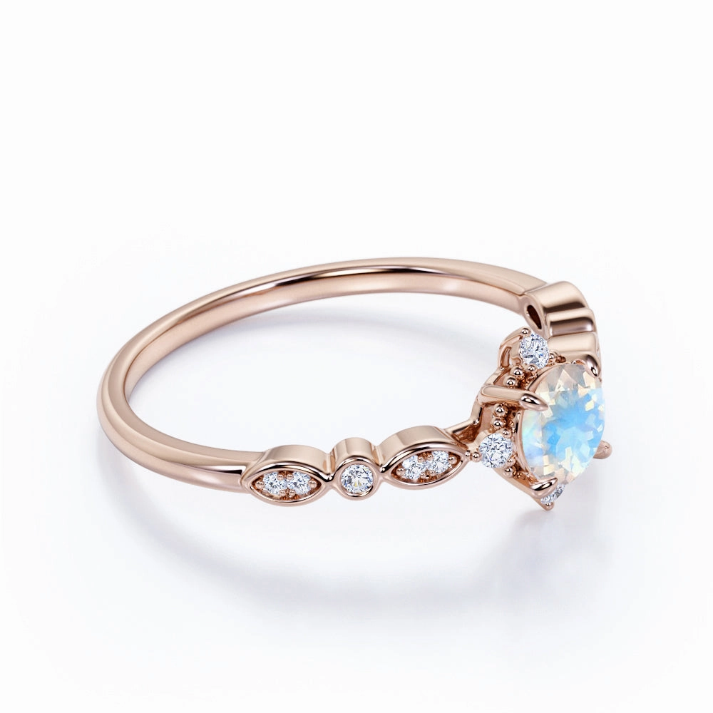 Excellent product Five Stone 1.5 ct Round Moonstone Engagement Ring