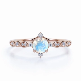 Five Stone 1.5 ct Round Moonstone Engagement Ring Trendy Article